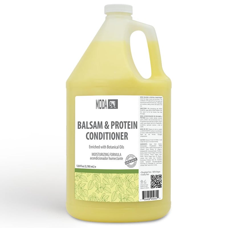 MODA - Moisturizing Conditioner for all Hair Types, Balsam and Protein, 128 Oz, Professional - Strengthens, Moisturizes, Leaves Hair Soft and Shiny, Adds Volume, Protects Color and Restore - Image 1